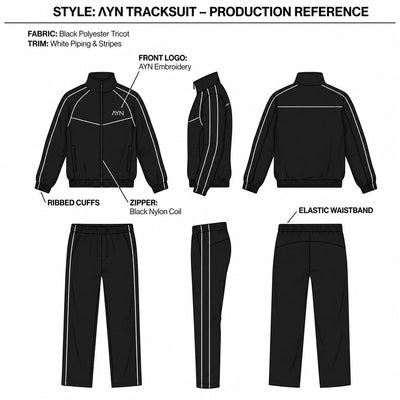 AYN Women’s Modest Tracksuit – Black Two-Piece Set with White Piping