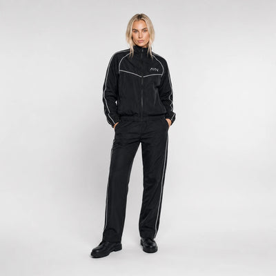 AYN Women’s Modest Tracksuit – Black Two-Piece Set with White Piping
